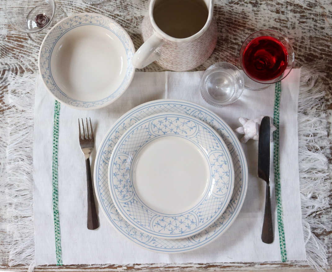 Nonora Prato Principal | Azul (Conjunto de 4)